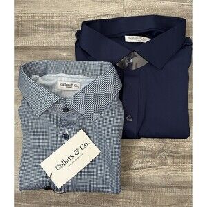 Lot of 2 NEW Collars & Co Short Sleeve Polo Size XL Work Golf Luxury Lightweight